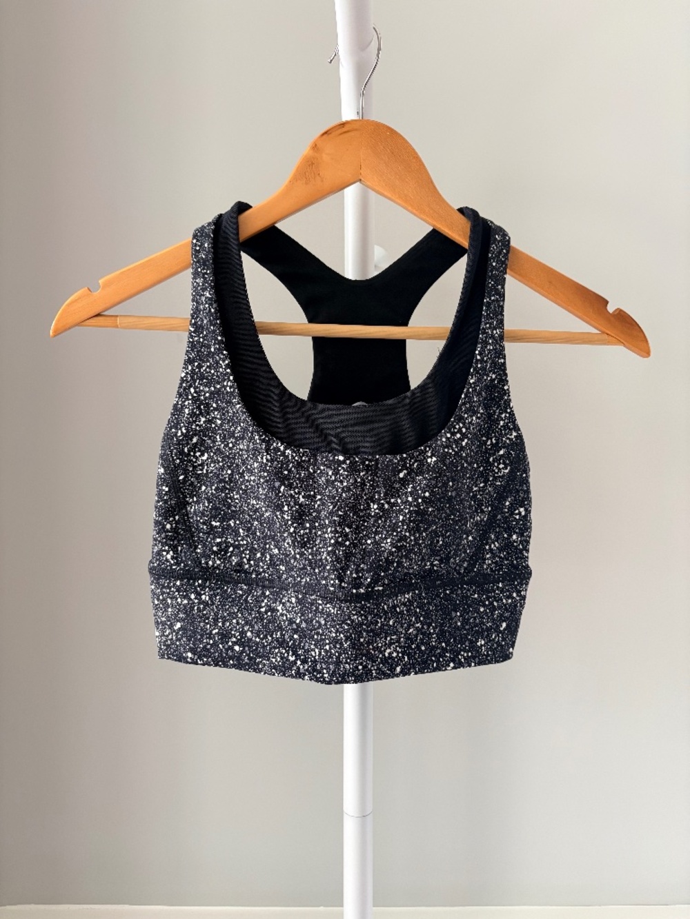 Lululemon Run Stuff Your Bra Long Line Mini Splatter Black White Size 4
